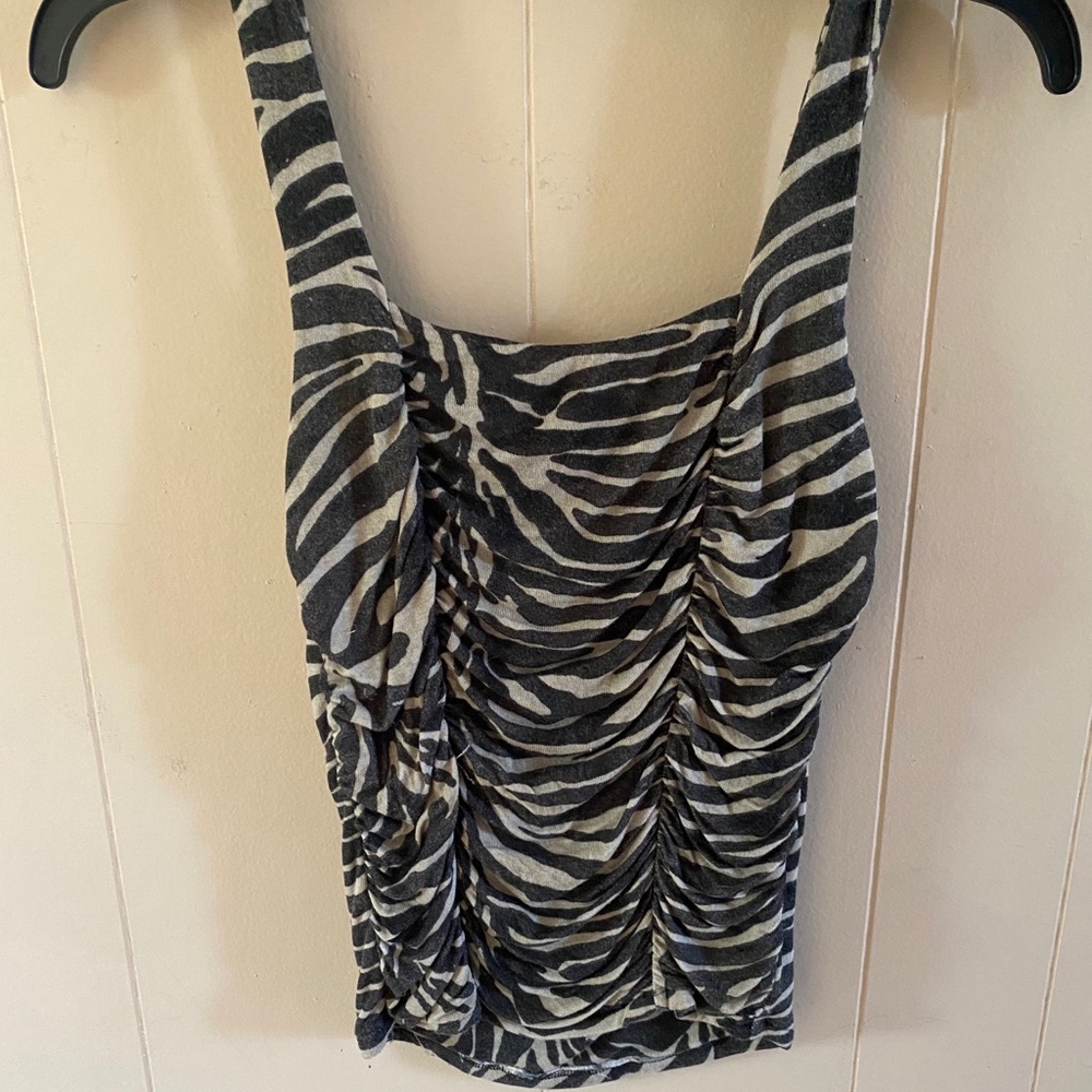 Cinched zebra tank top from express